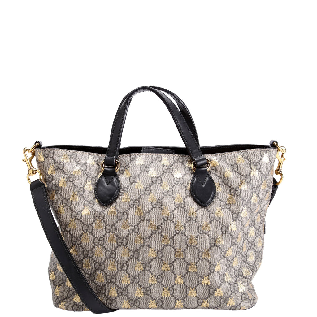 473887 GG Supreme Bee Small Tote Black/Beige