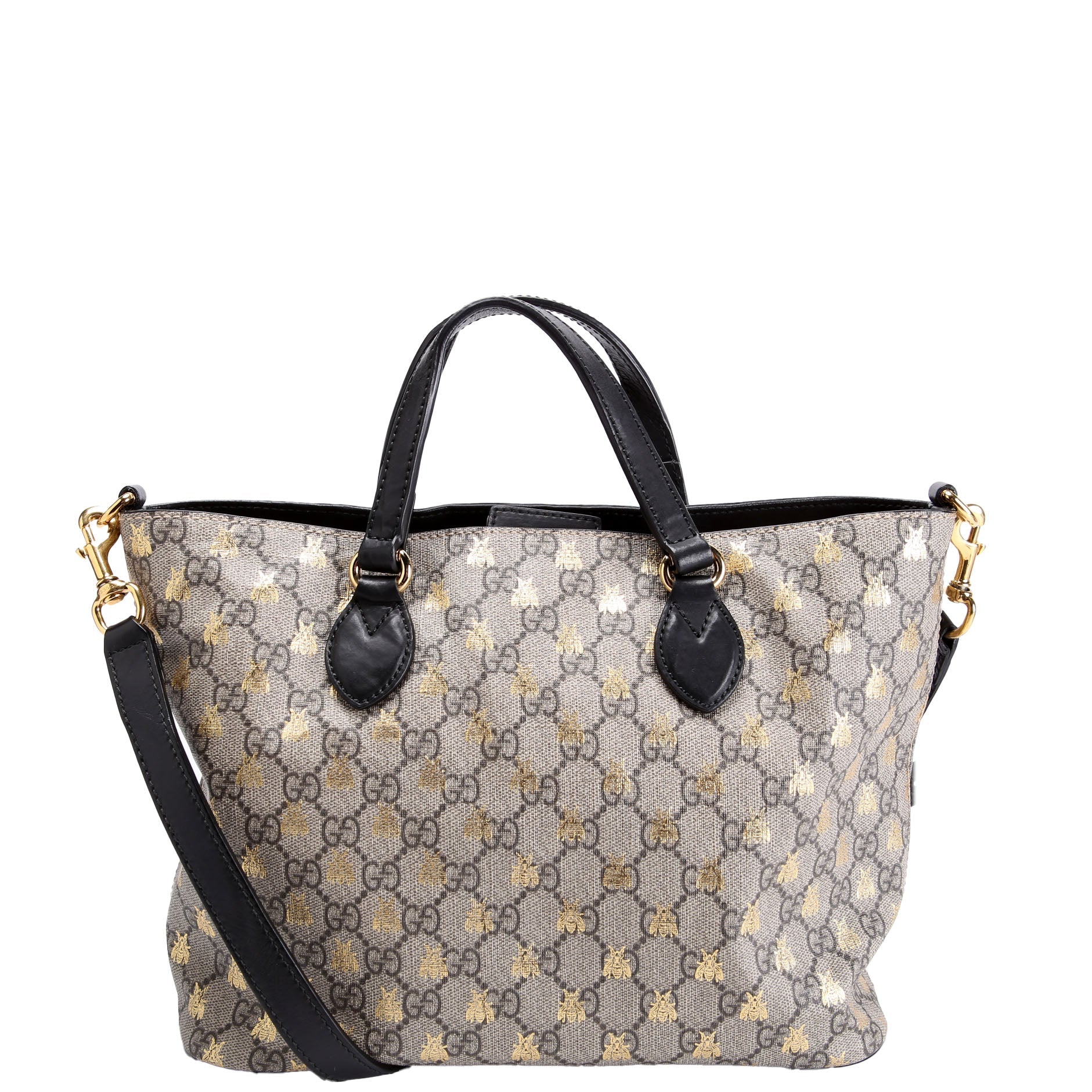 473887 GG Supreme Bee Small Tote Black/Beige