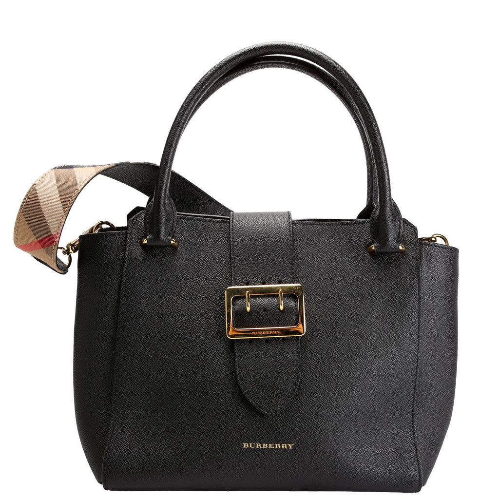 Grained Calfskin Buckle Tote Medium Black/Multicolor