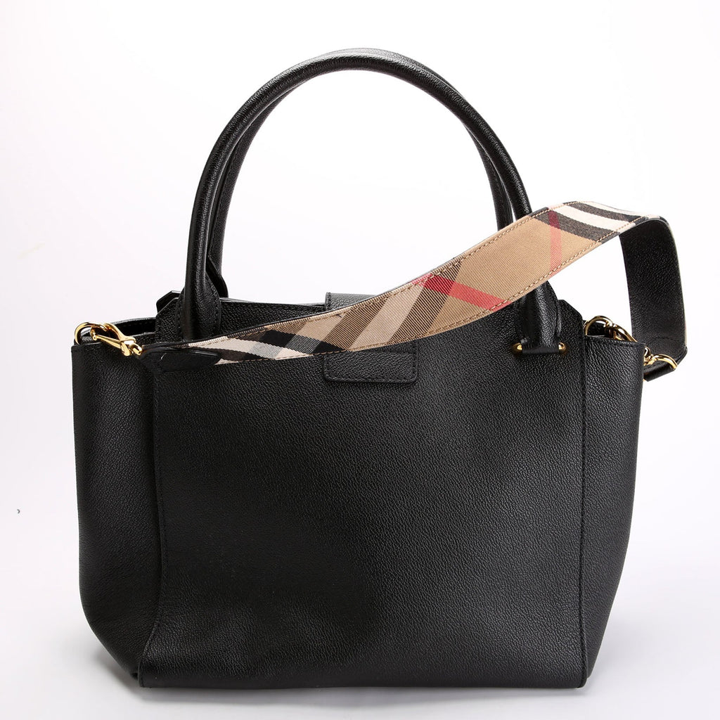 Grained Calfskin Buckle Tote Medium Black/Multicolor