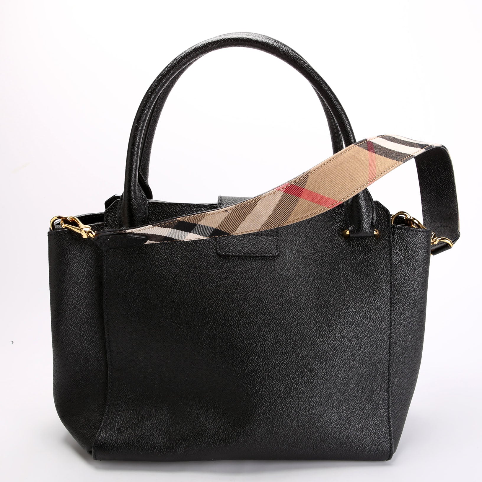 Grained Calfskin Buckle Tote Medium Black/Multicolor