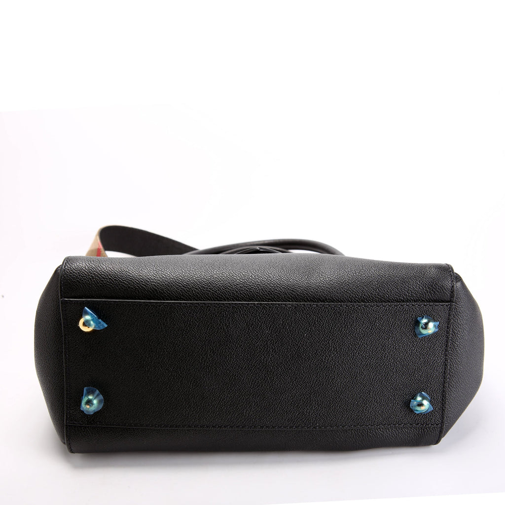 Grained Calfskin Buckle Tote Medium Black/Multicolor