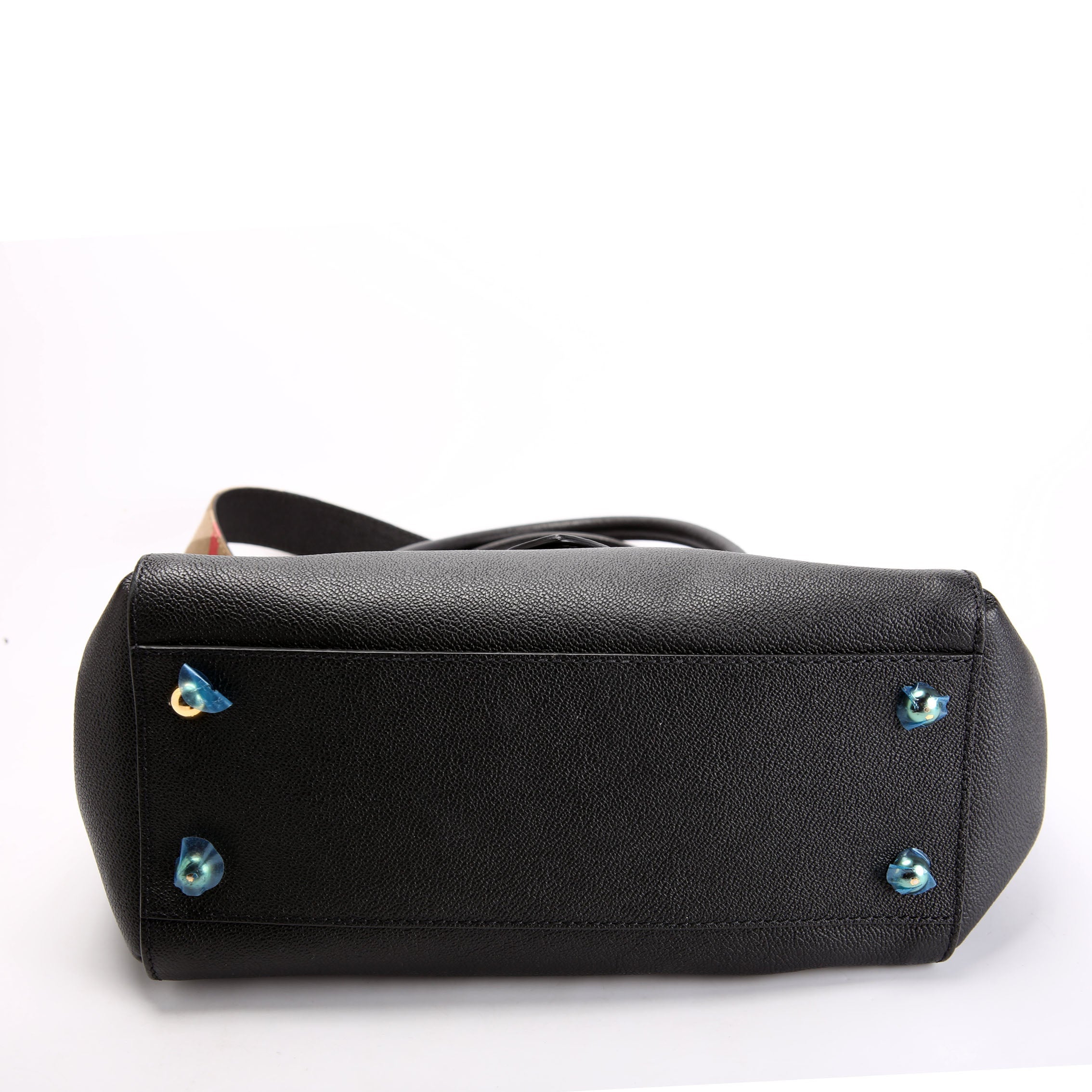 Grained Calfskin Buckle Tote Medium Black/Multicolor