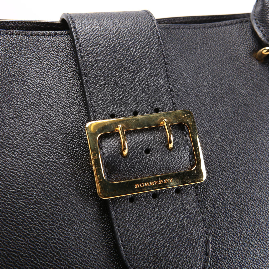 Grained Calfskin Buckle Tote Medium Black/Multicolor
