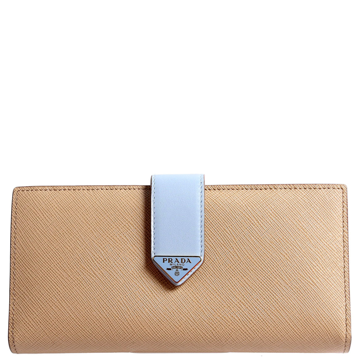 1MV025 Saffiano Triangle Logo Large Wallet