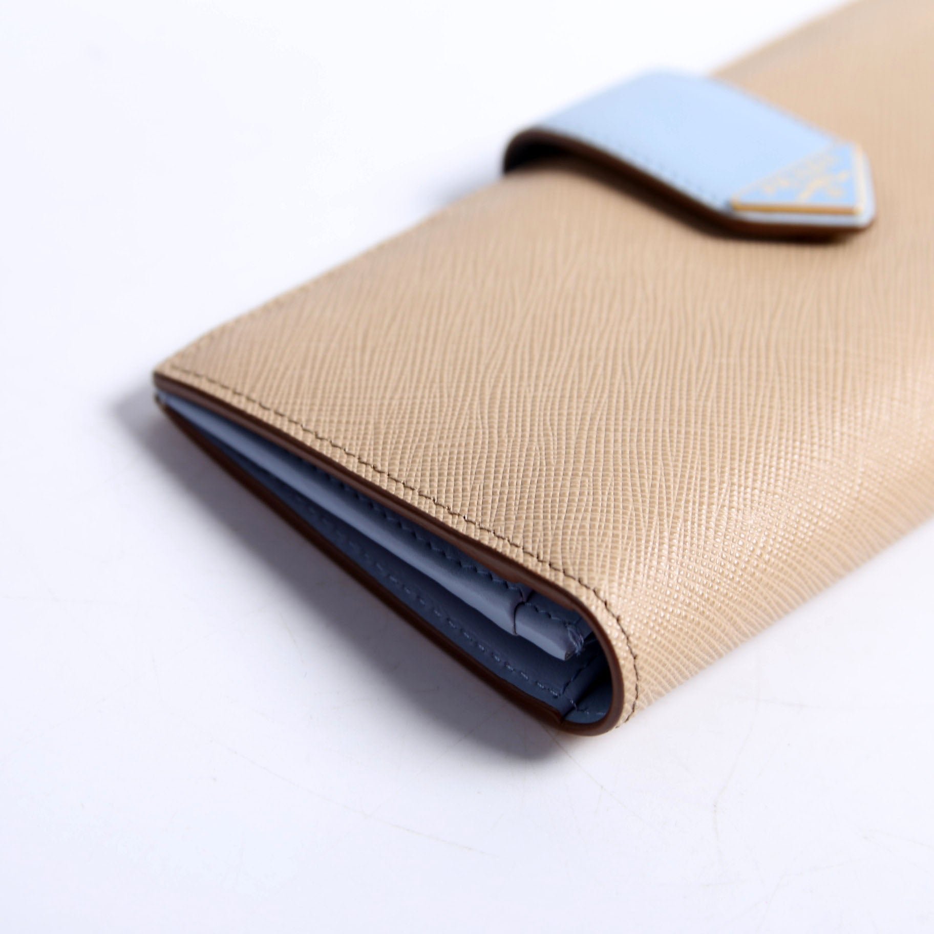 1MV025 Saffiano Triangle Logo Large Wallet