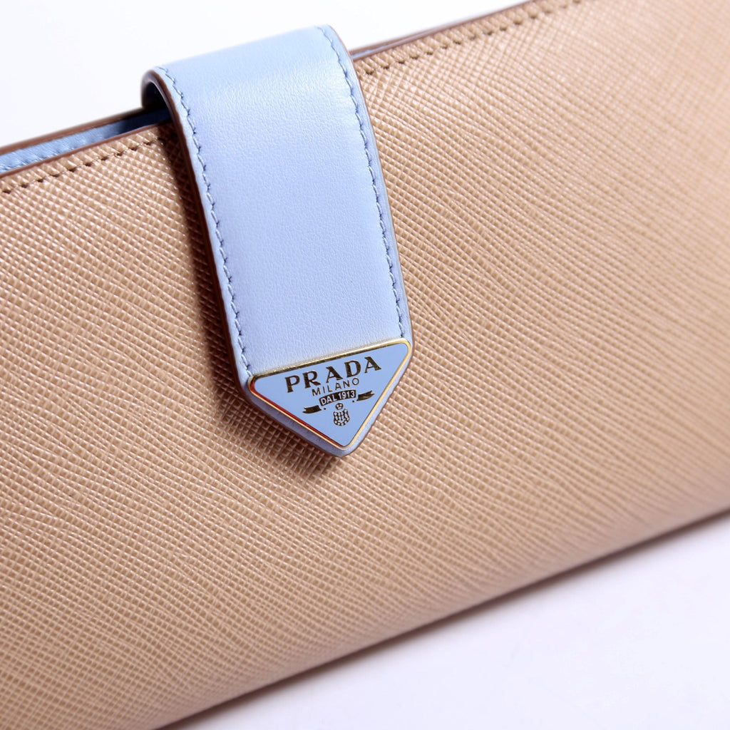 1MV025 Saffiano Triangle Logo Large Wallet