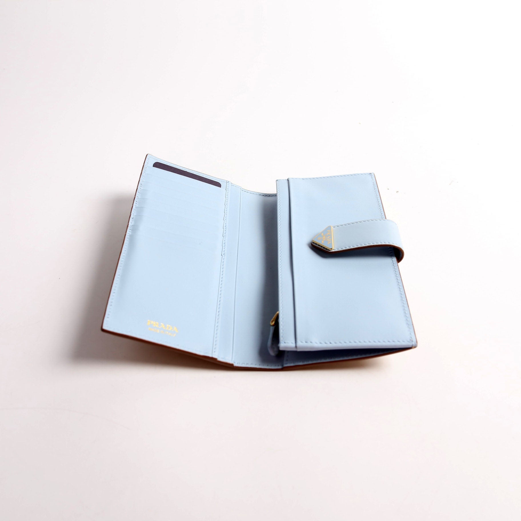 1MV025 Saffiano Triangle Logo Large Wallet