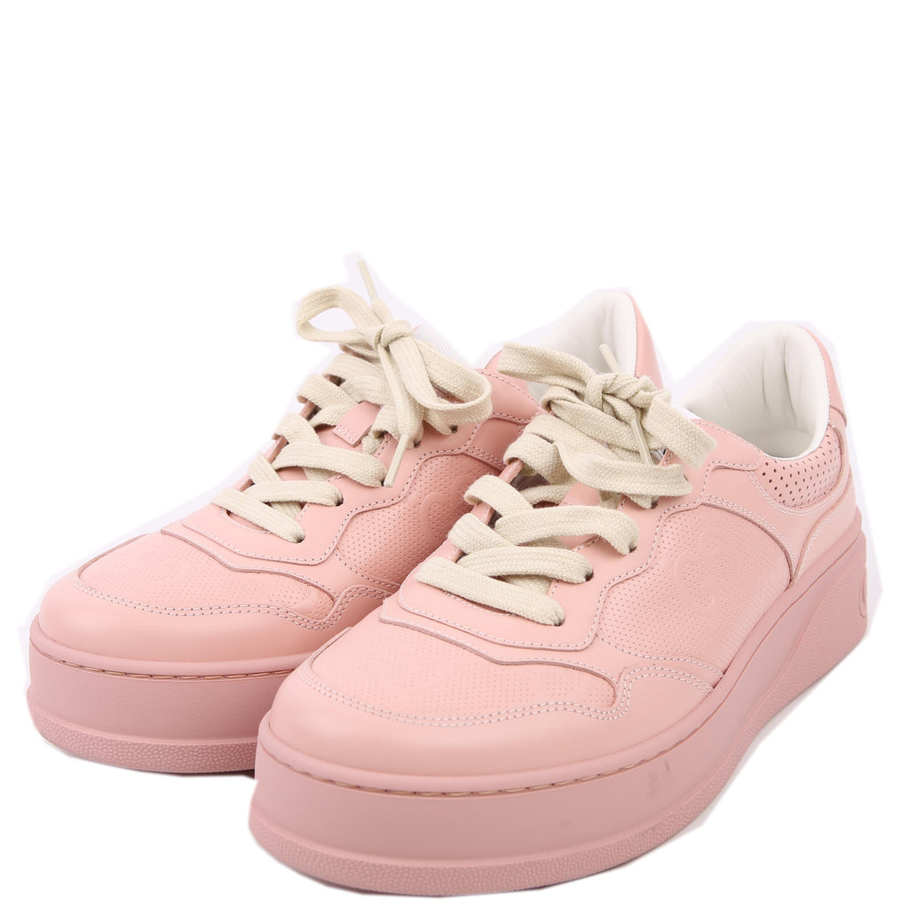 Gucci GG Embossed Leather Sneakers Size 40.5 Pink
