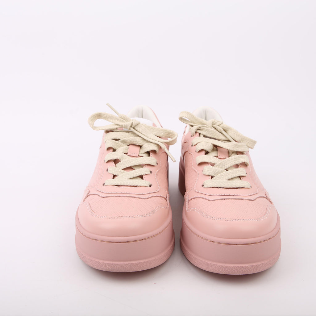 Gucci GG Embossed Leather Sneakers Size 40.5 Pink
