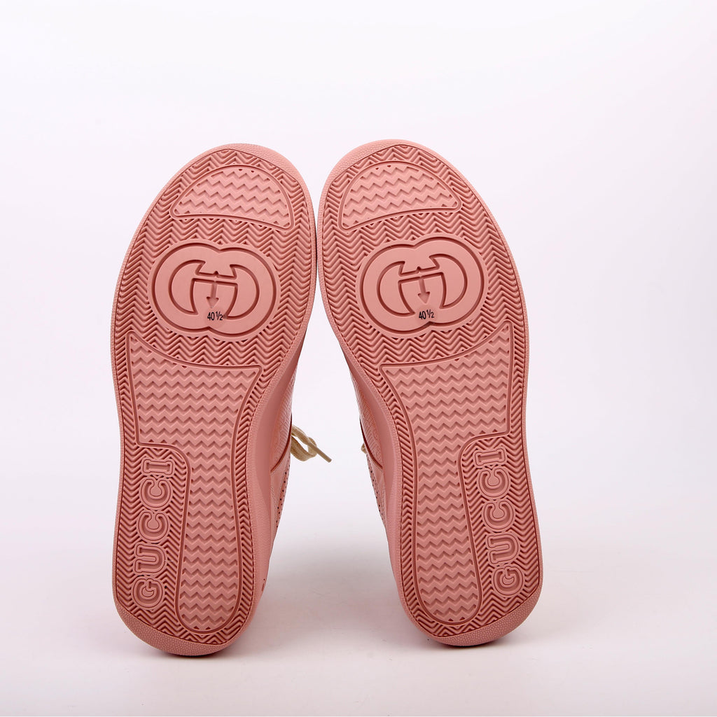 Gucci GG Embossed Leather Sneakers Size 40.5 Pink
