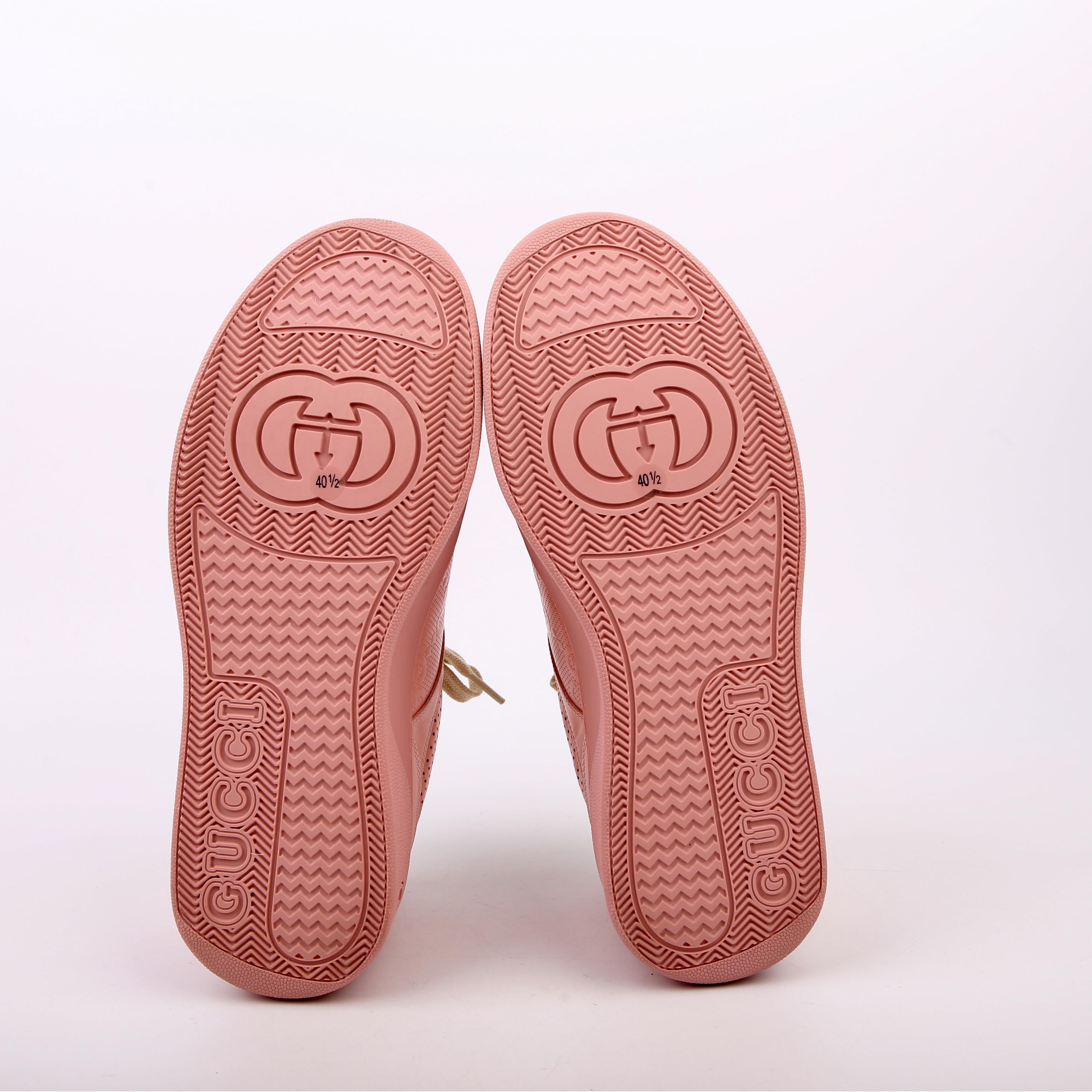 Gucci GG Embossed Leather Sneakers Size 40.5 Pink