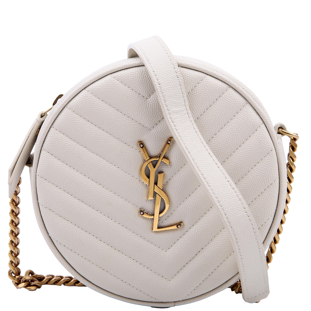 SAINT LAURENT 610436 Grain De Round Camera Bag White