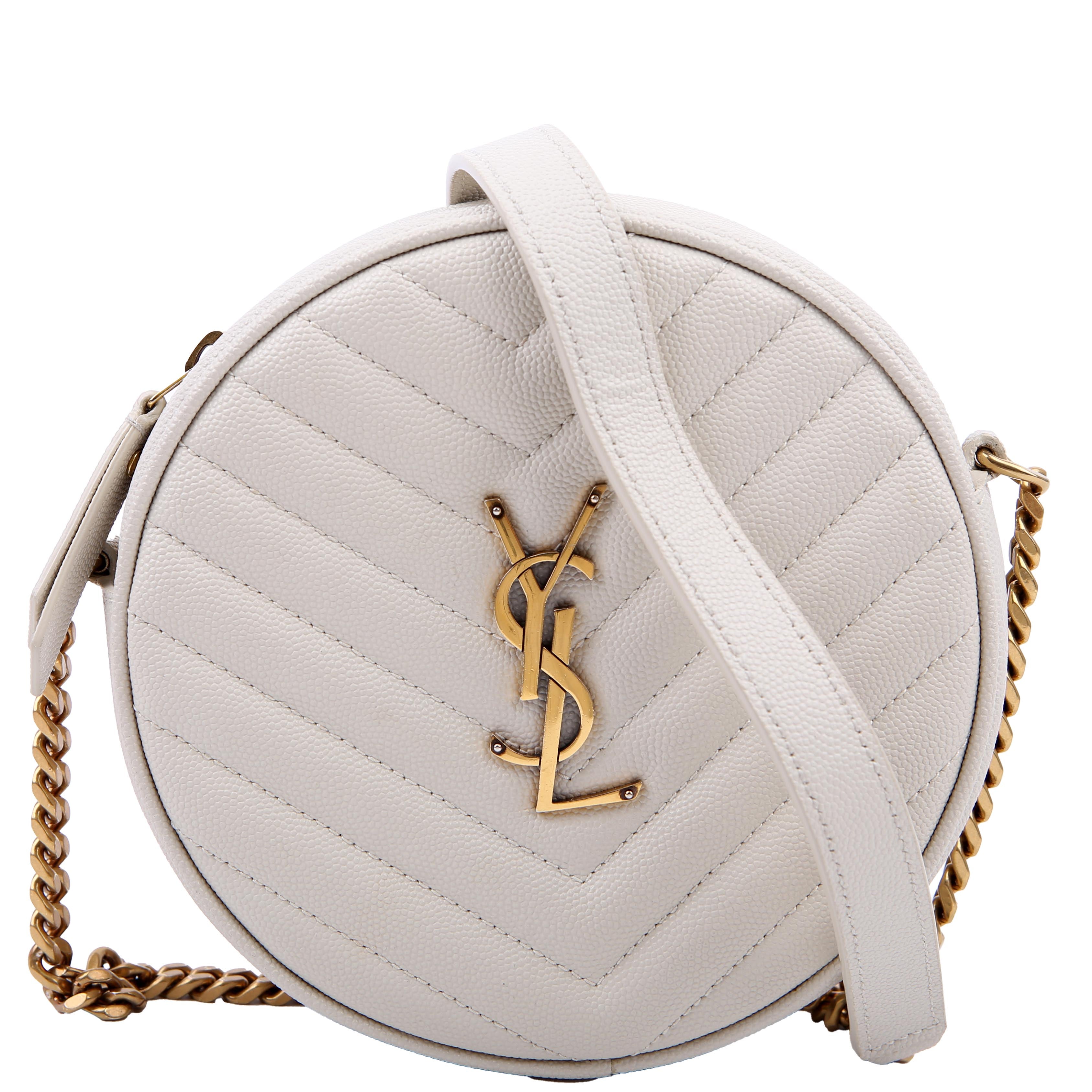 SAINT LAURENT 610436 Grain De Round Camera Bag White