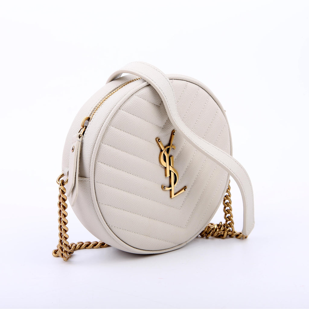 SAINT LAURENT 610436 Grain De Round Camera Bag White