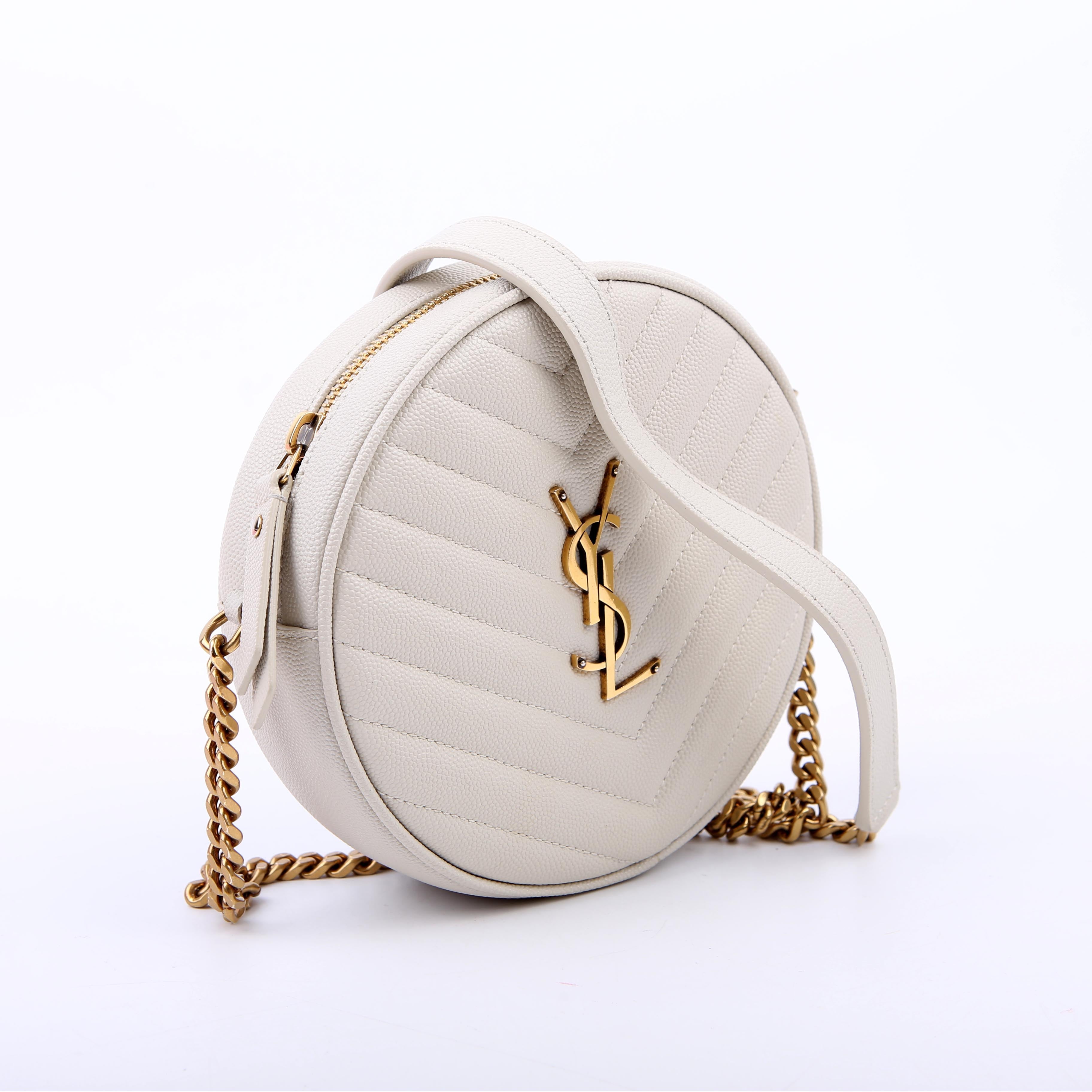 SAINT LAURENT 610436 Grain De Round Camera Bag White