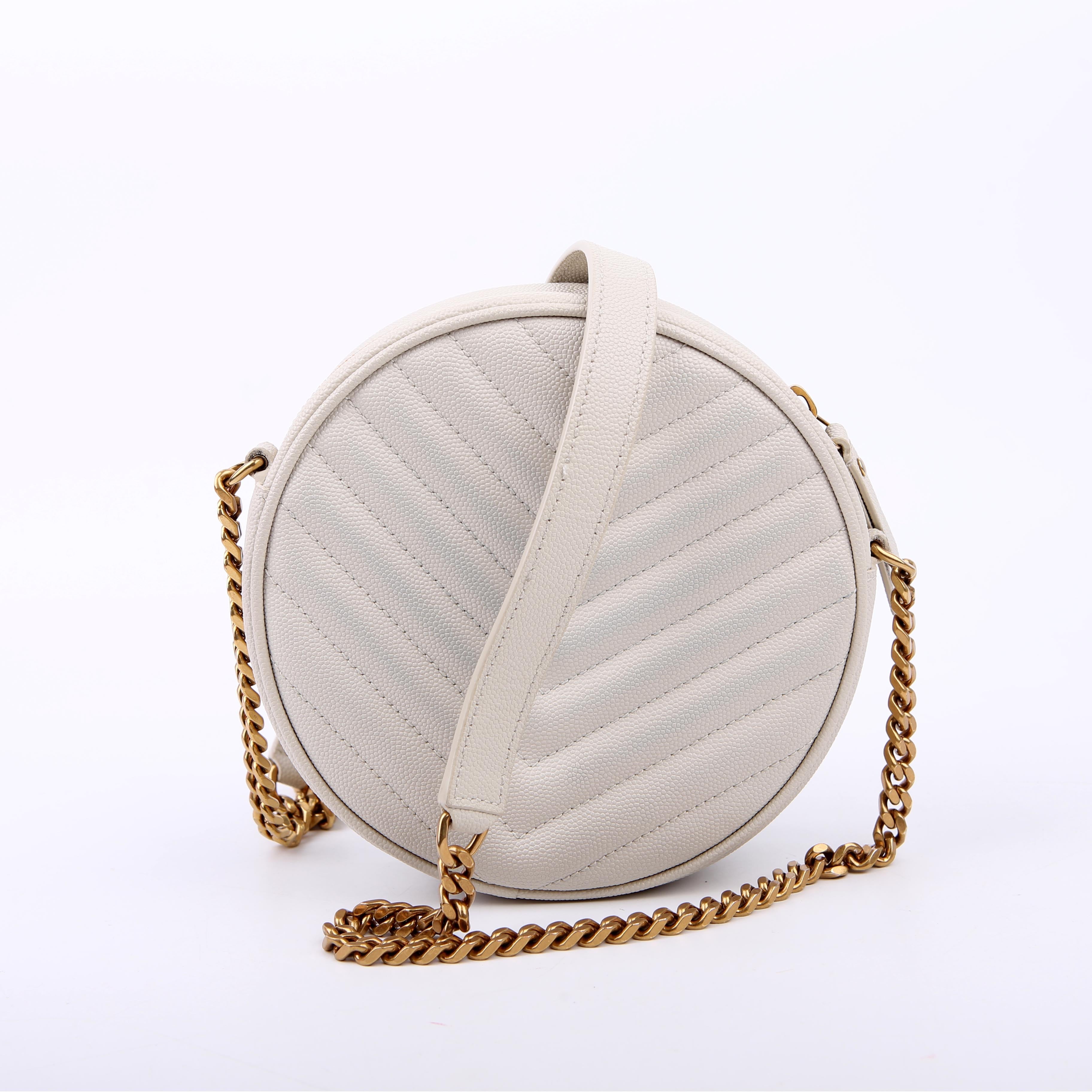 SAINT LAURENT 610436 Grain De Round Camera Bag White