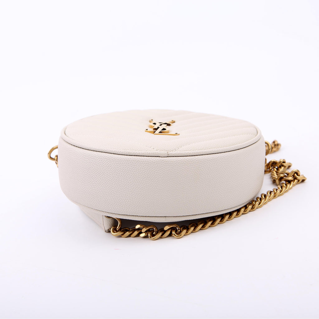 SAINT LAURENT 610436 Grain De Round Camera Bag White