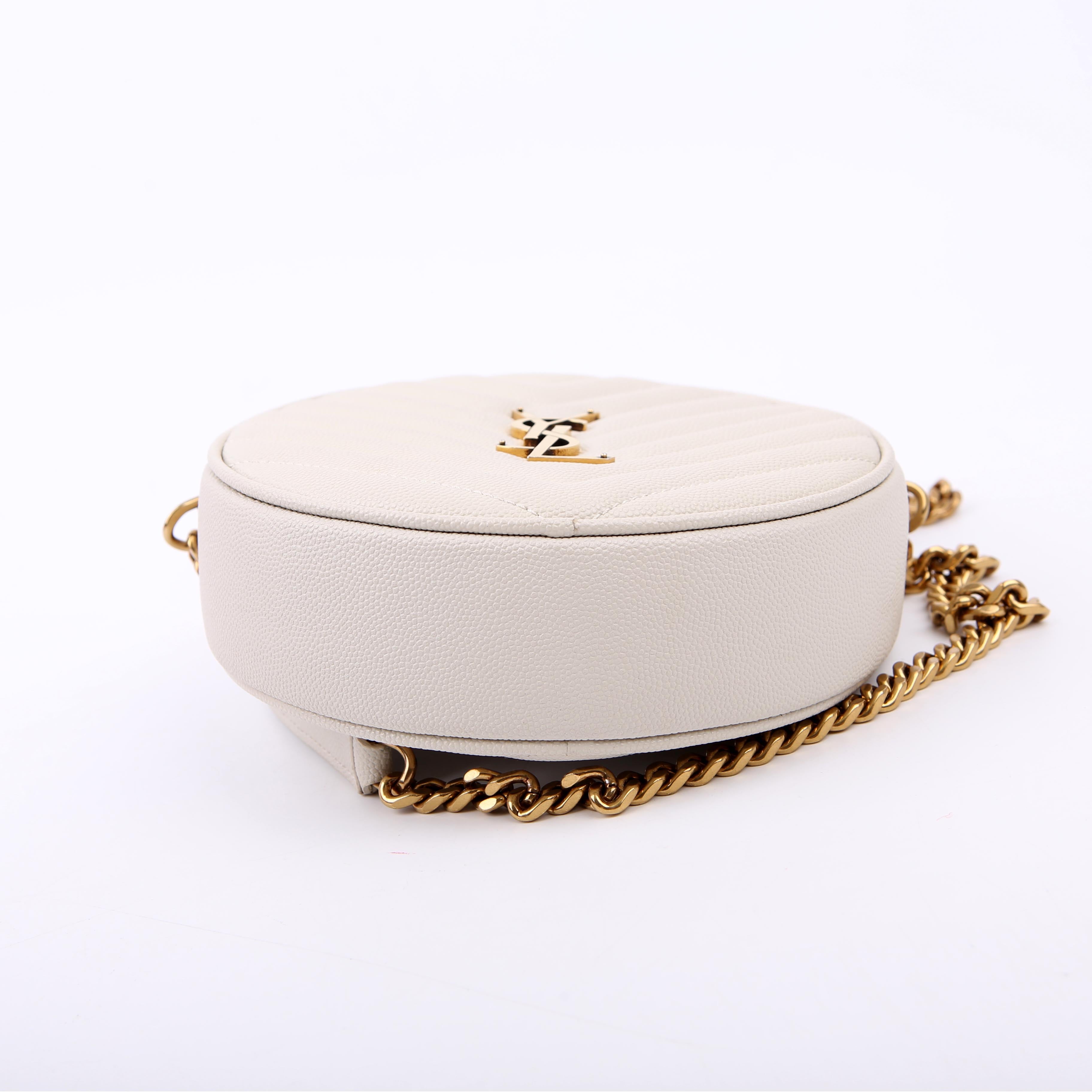 SAINT LAURENT 610436 Grain De Round Camera Bag White