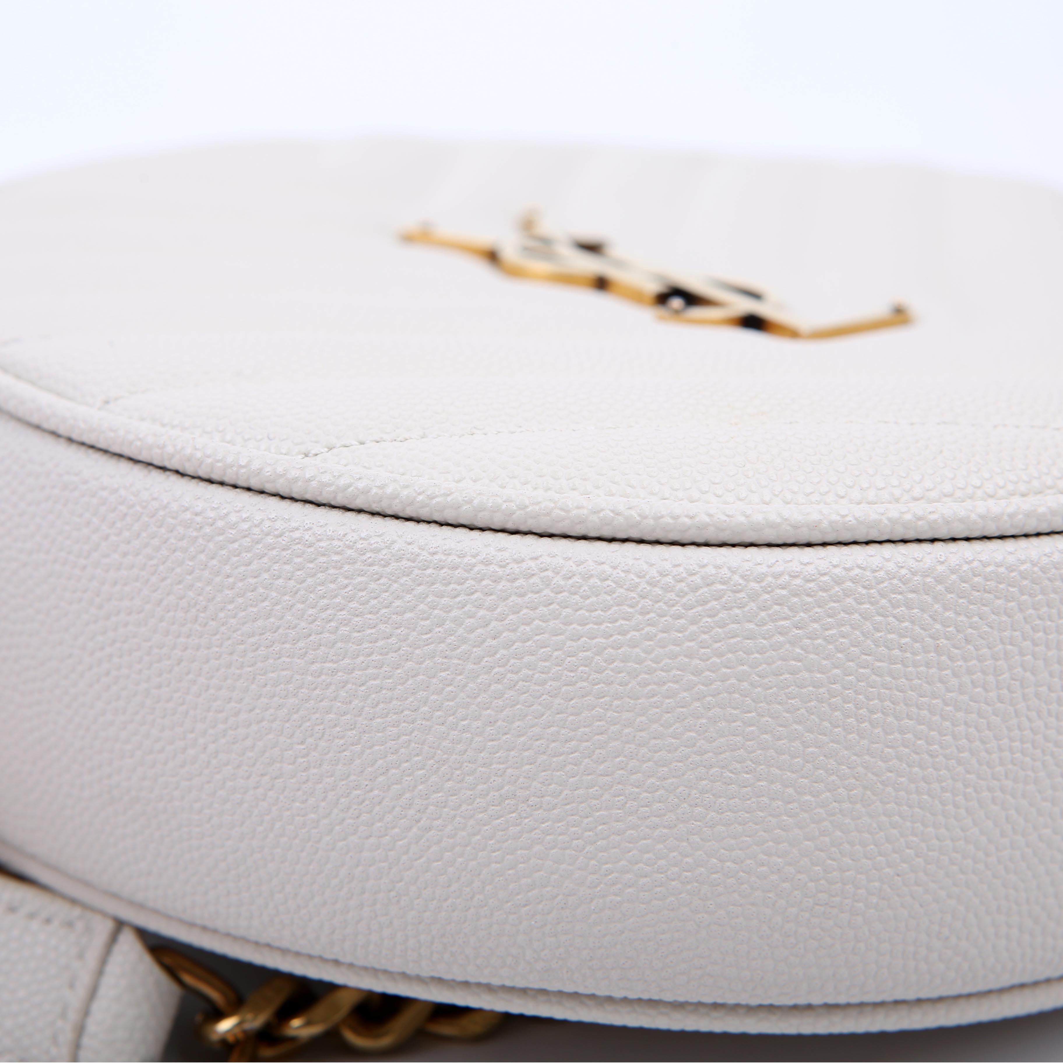 SAINT LAURENT 610436 Grain De Round Camera Bag White