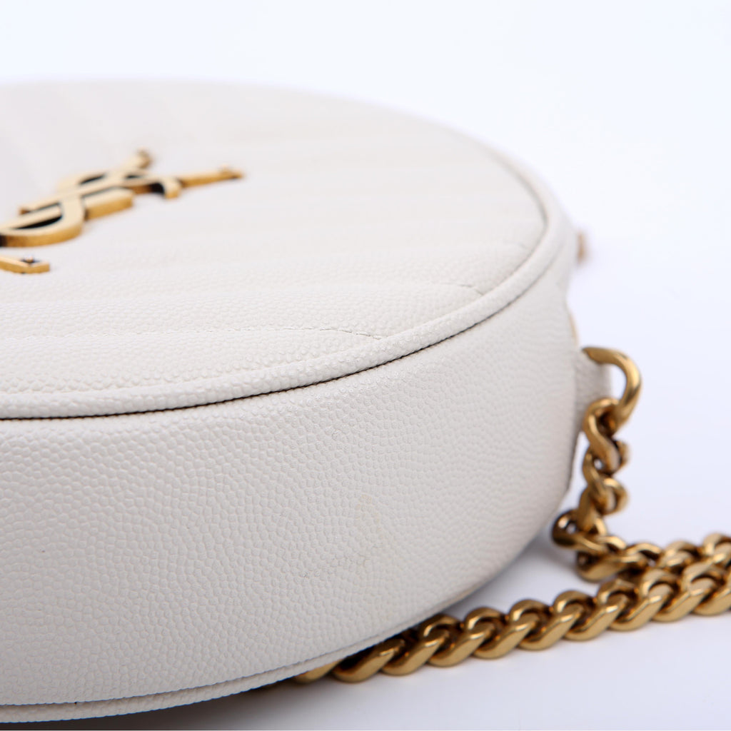SAINT LAURENT 610436 Grain De Round Camera Bag White