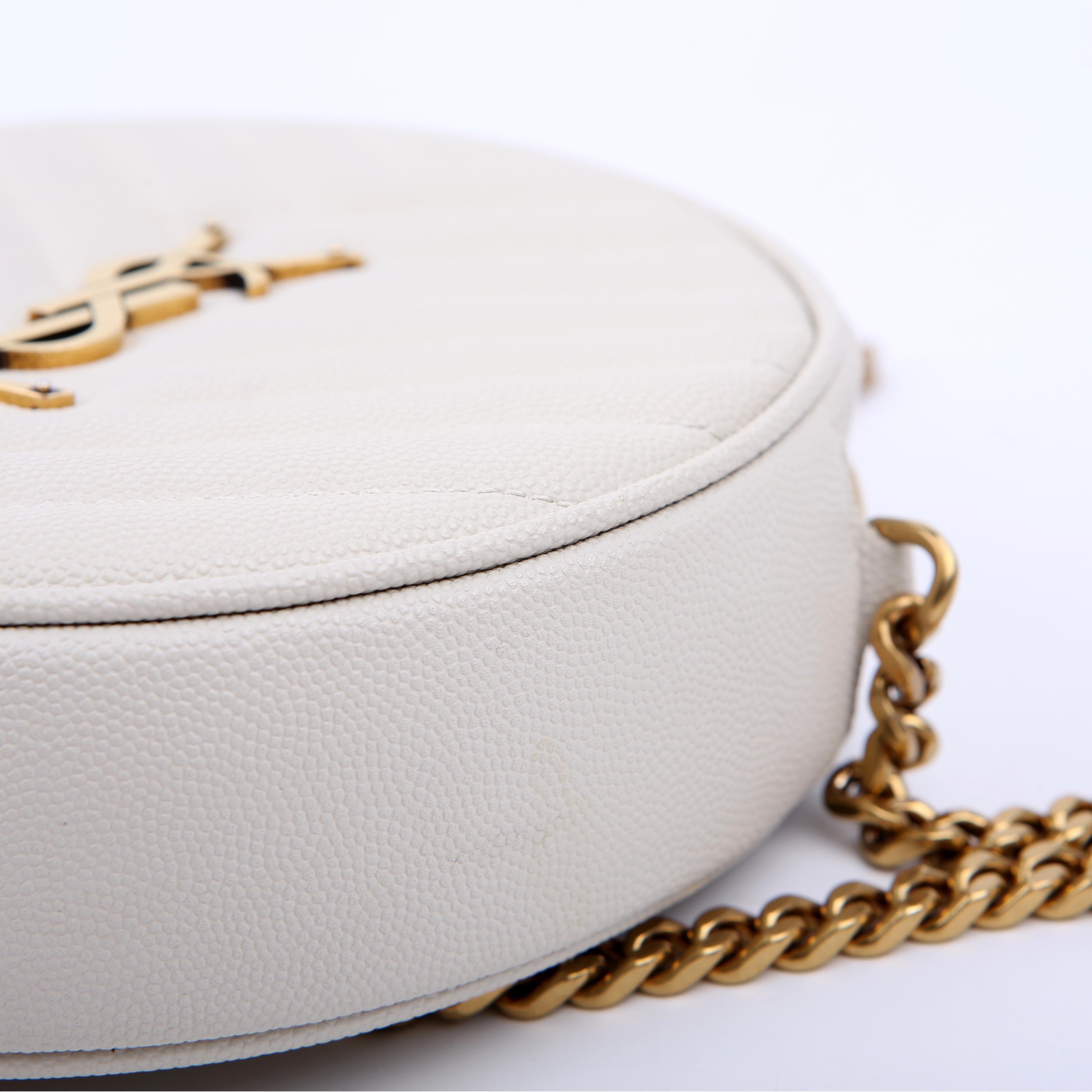 SAINT LAURENT 610436 Grain De Round Camera Bag White