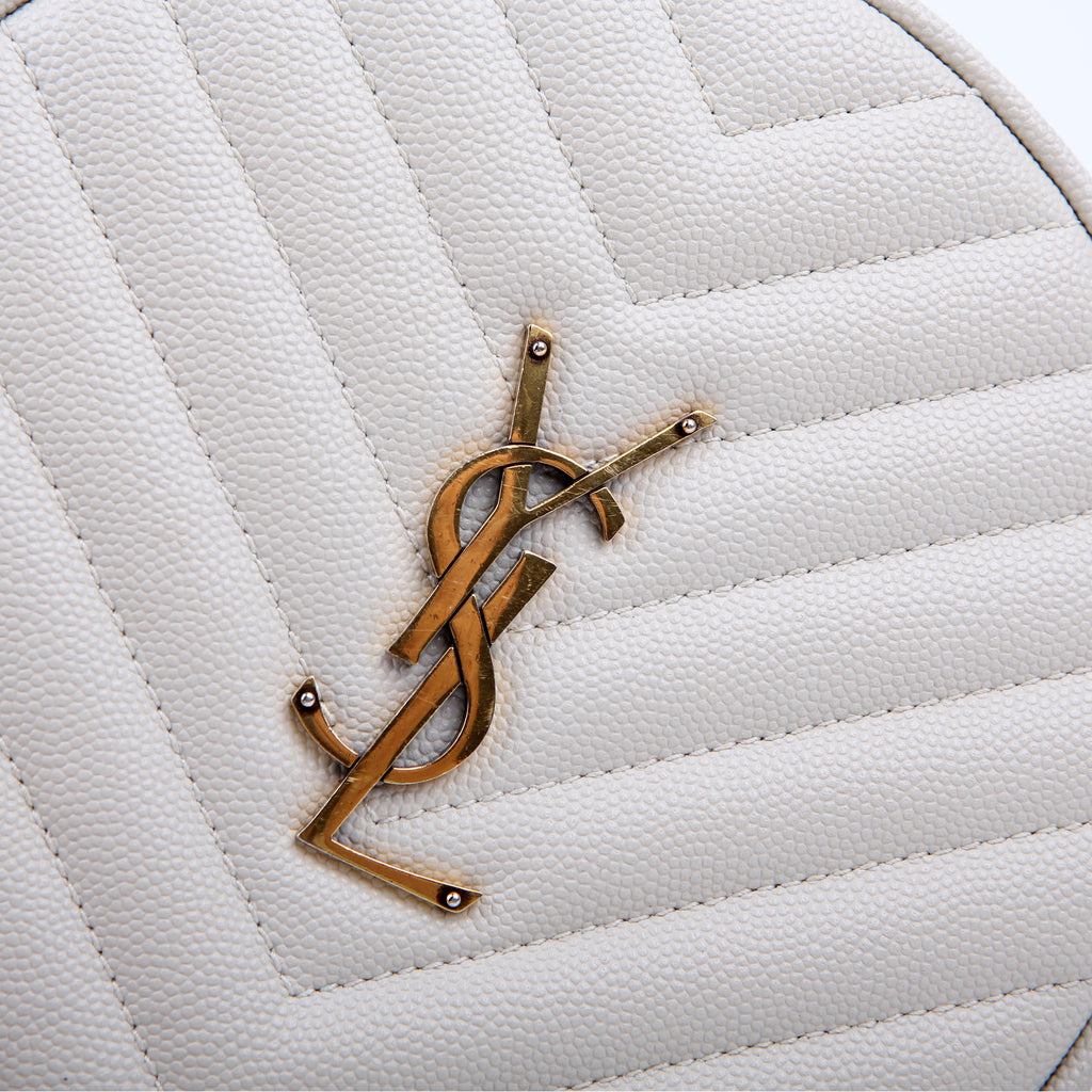 SAINT LAURENT 610436 Grain De Round Camera Bag White