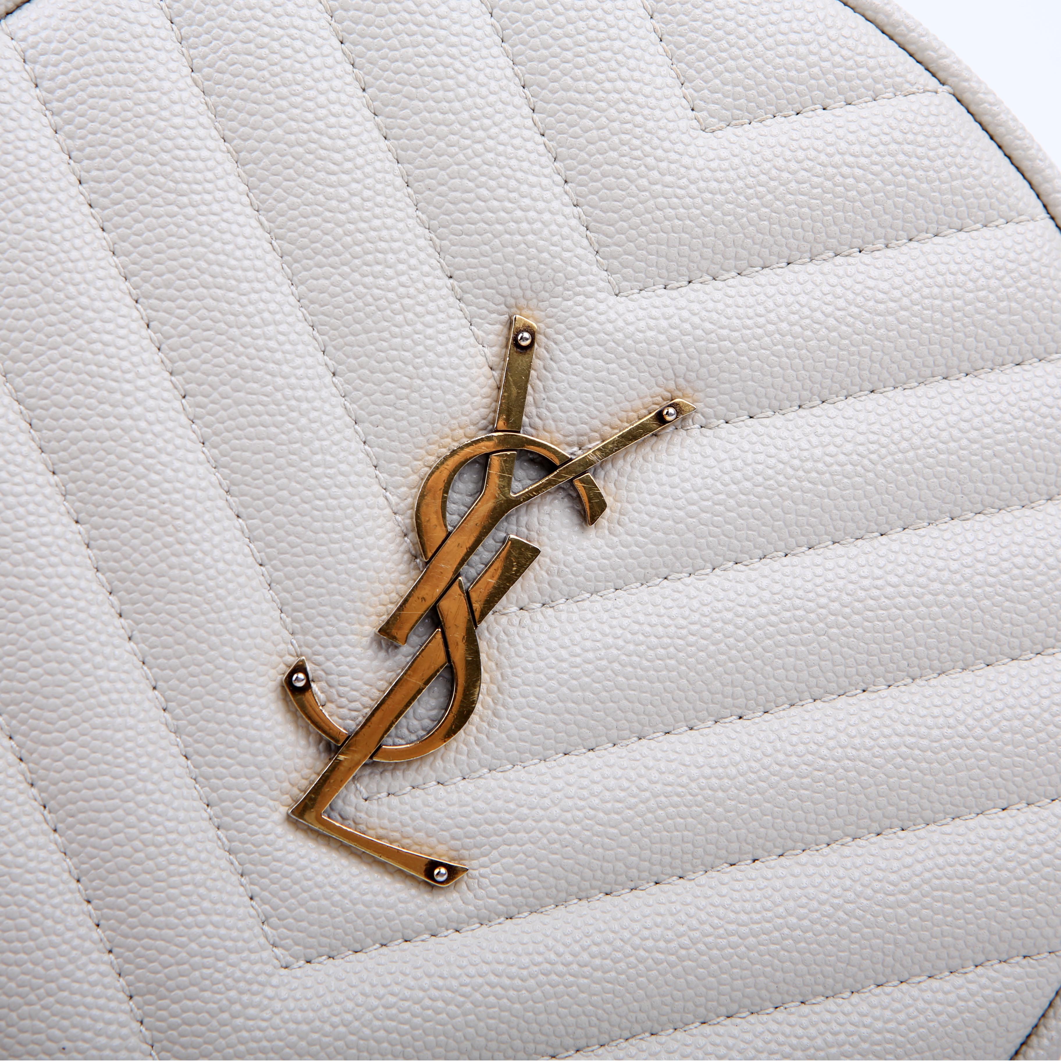 SAINT LAURENT 610436 Grain De Round Camera Bag White