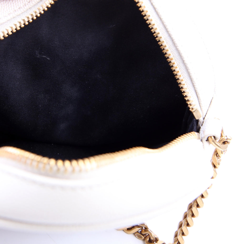 SAINT LAURENT 610436 Grain De Round Camera Bag White