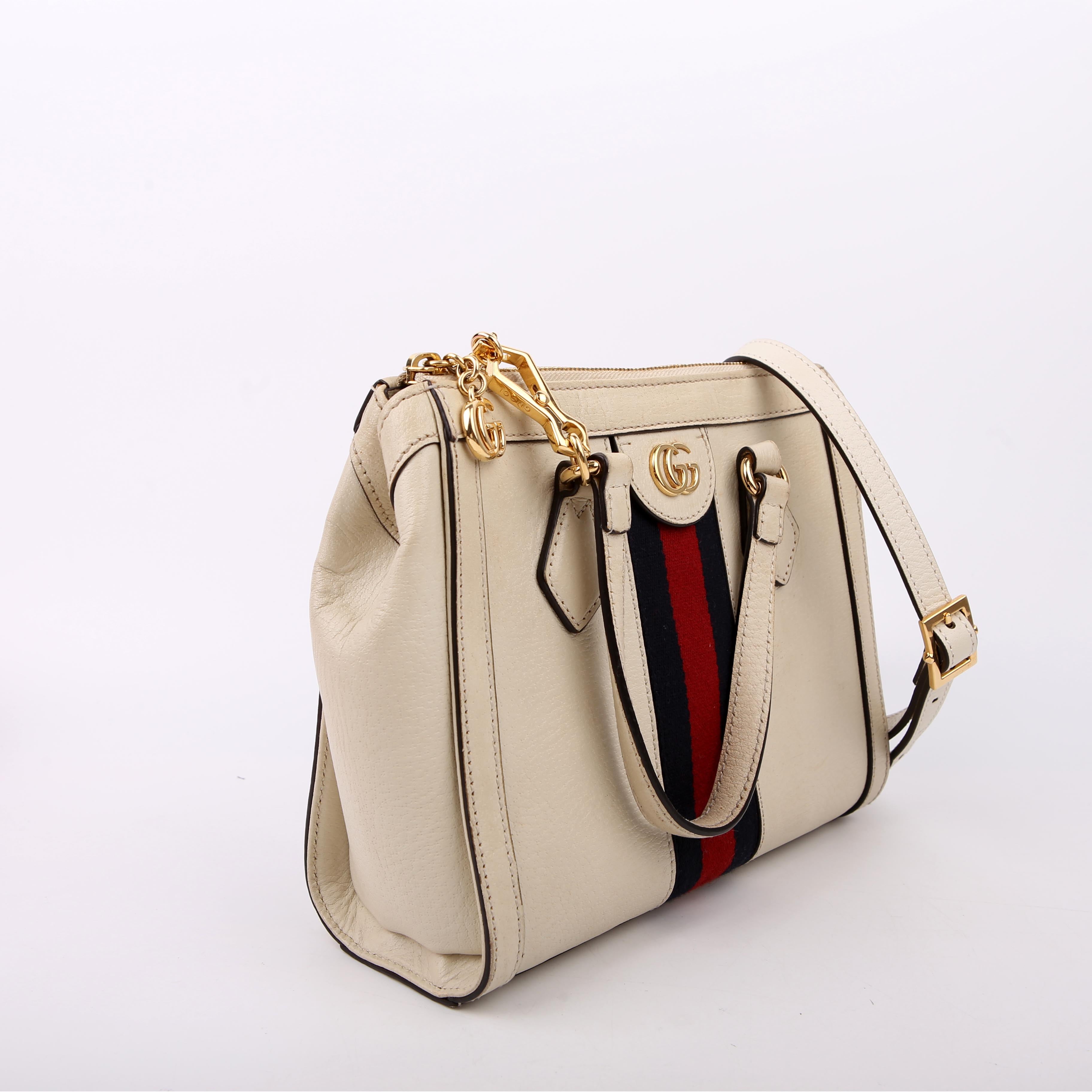 Gucci 547551 GG Supreme Ophidia Small Tote White