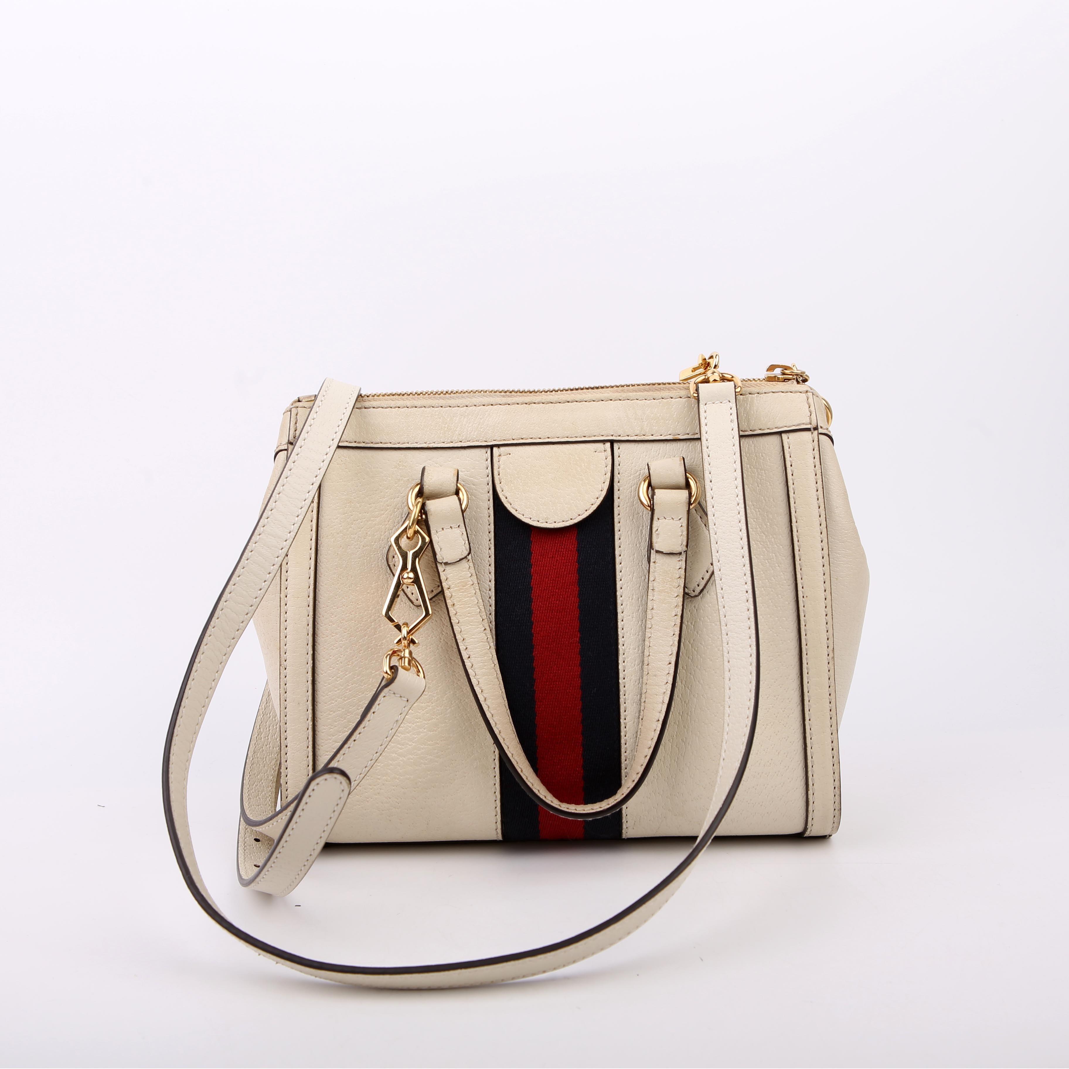 Gucci 547551 GG Supreme Ophidia Small Tote White