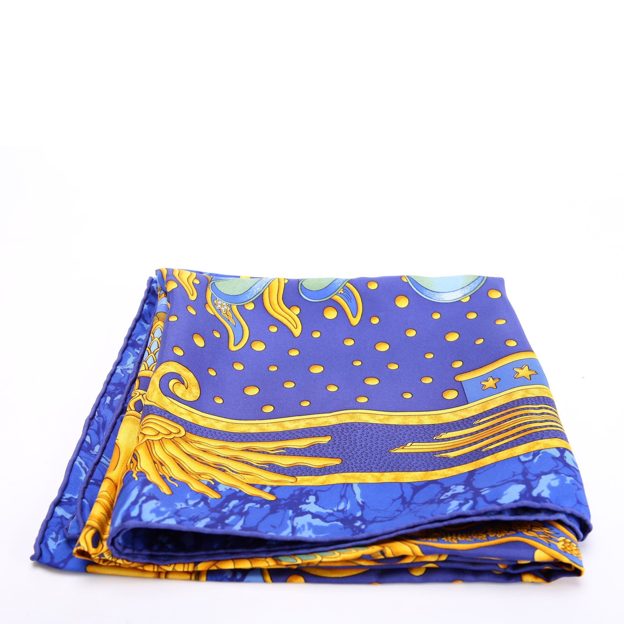 Carpe Diem Silk Scarf Blue/Gold