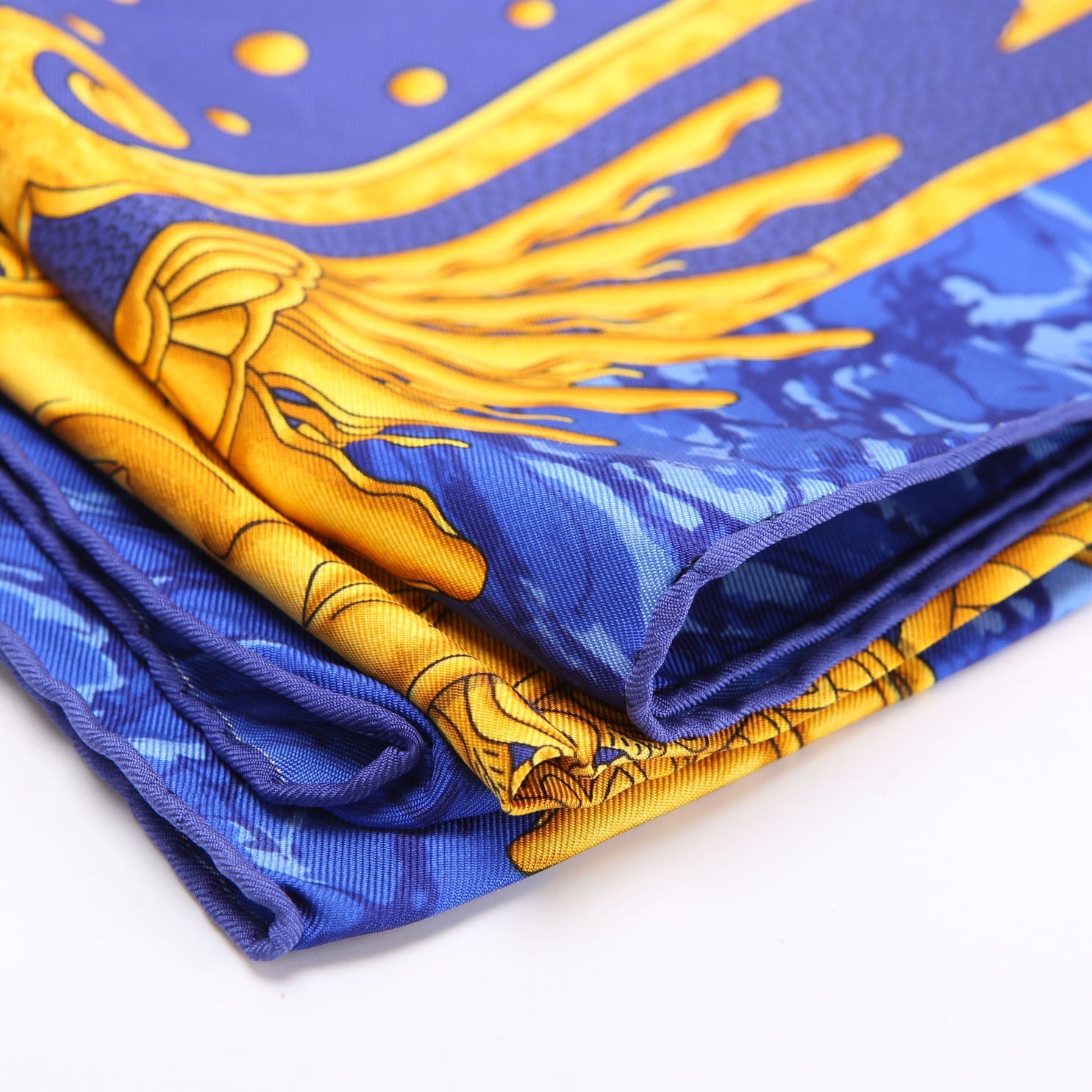 Carpe Diem Silk Scarf Blue/Gold