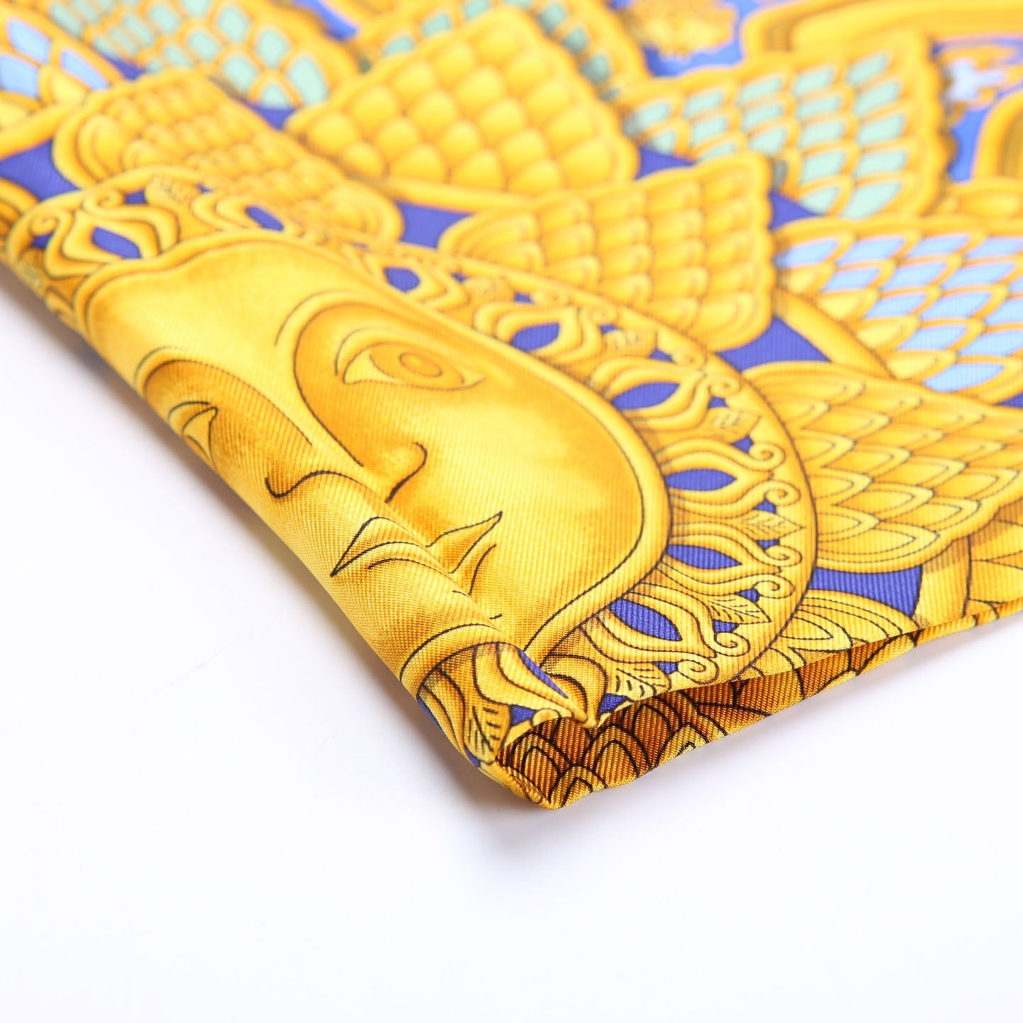 Carpe Diem Silk Scarf Blue/Gold