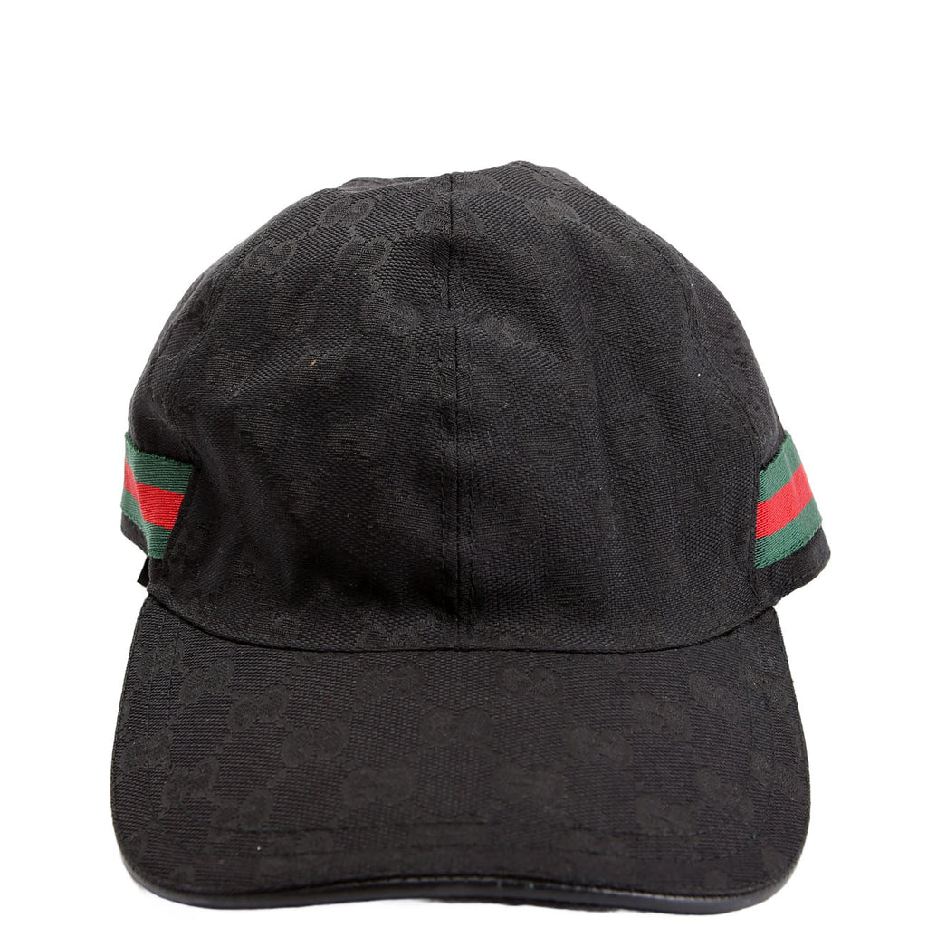 200035 GG Canvas Web Cap Hat Size Large Black
