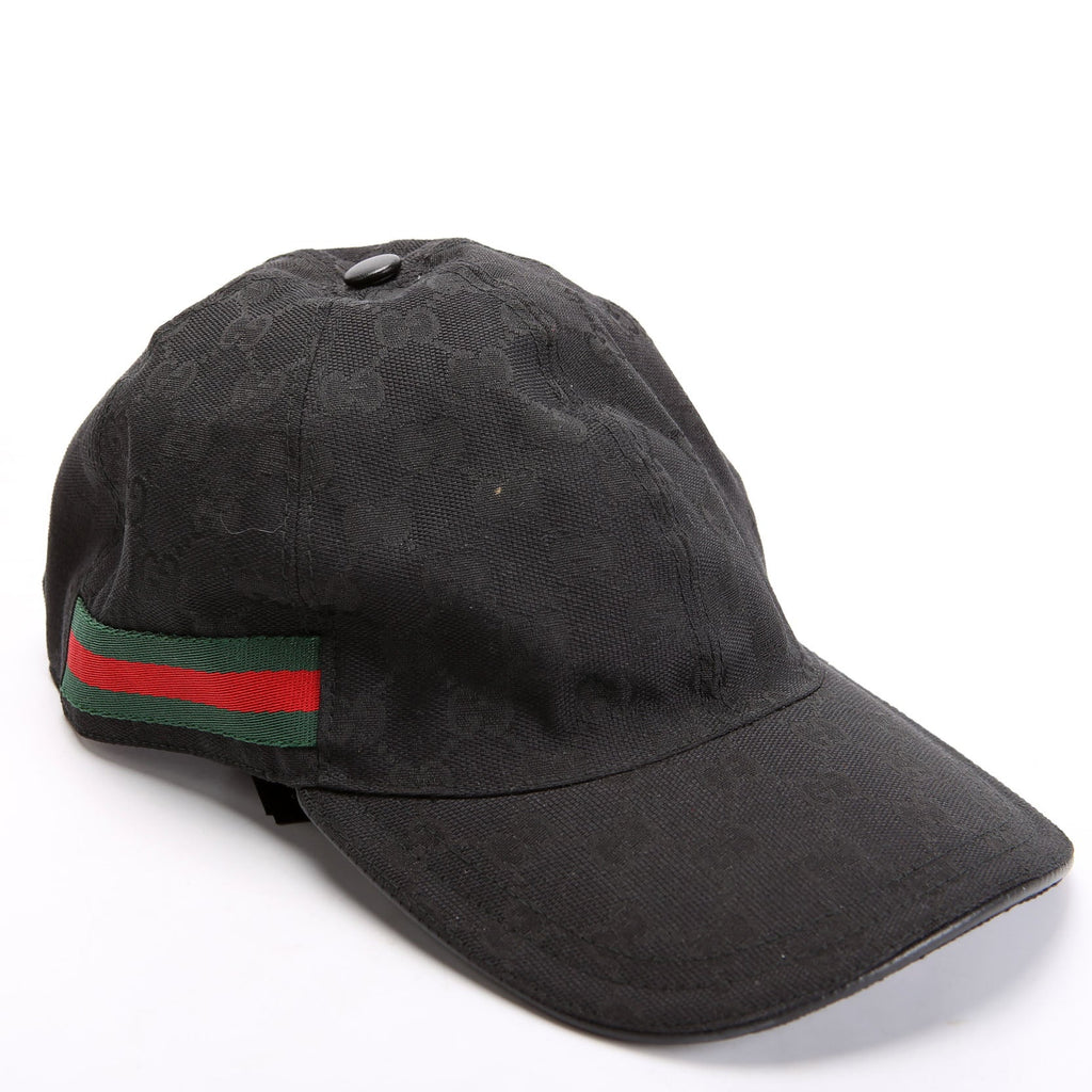 200035 GG Canvas Web Cap Hat Size Large Black