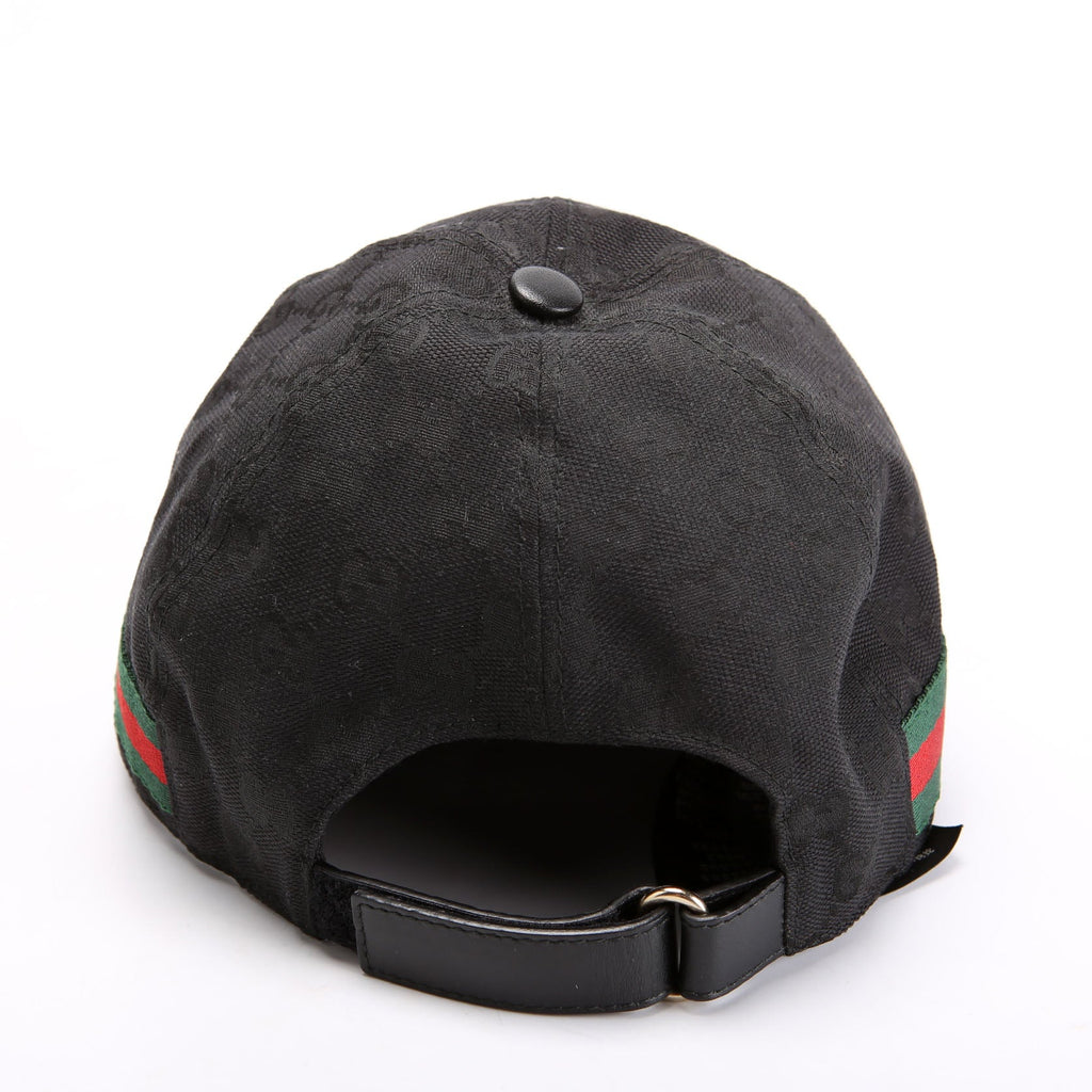 200035 GG Canvas Web Cap Hat Size Large Black
