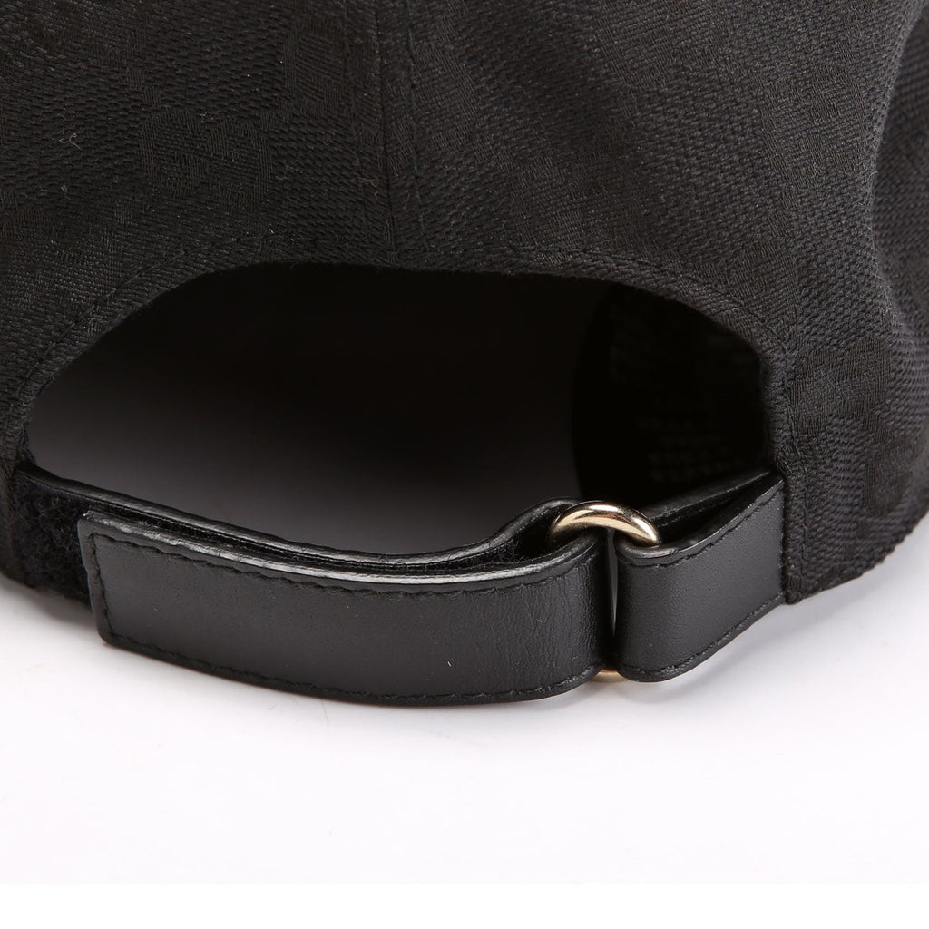 200035 GG Canvas Web Cap Hat Size Large Black