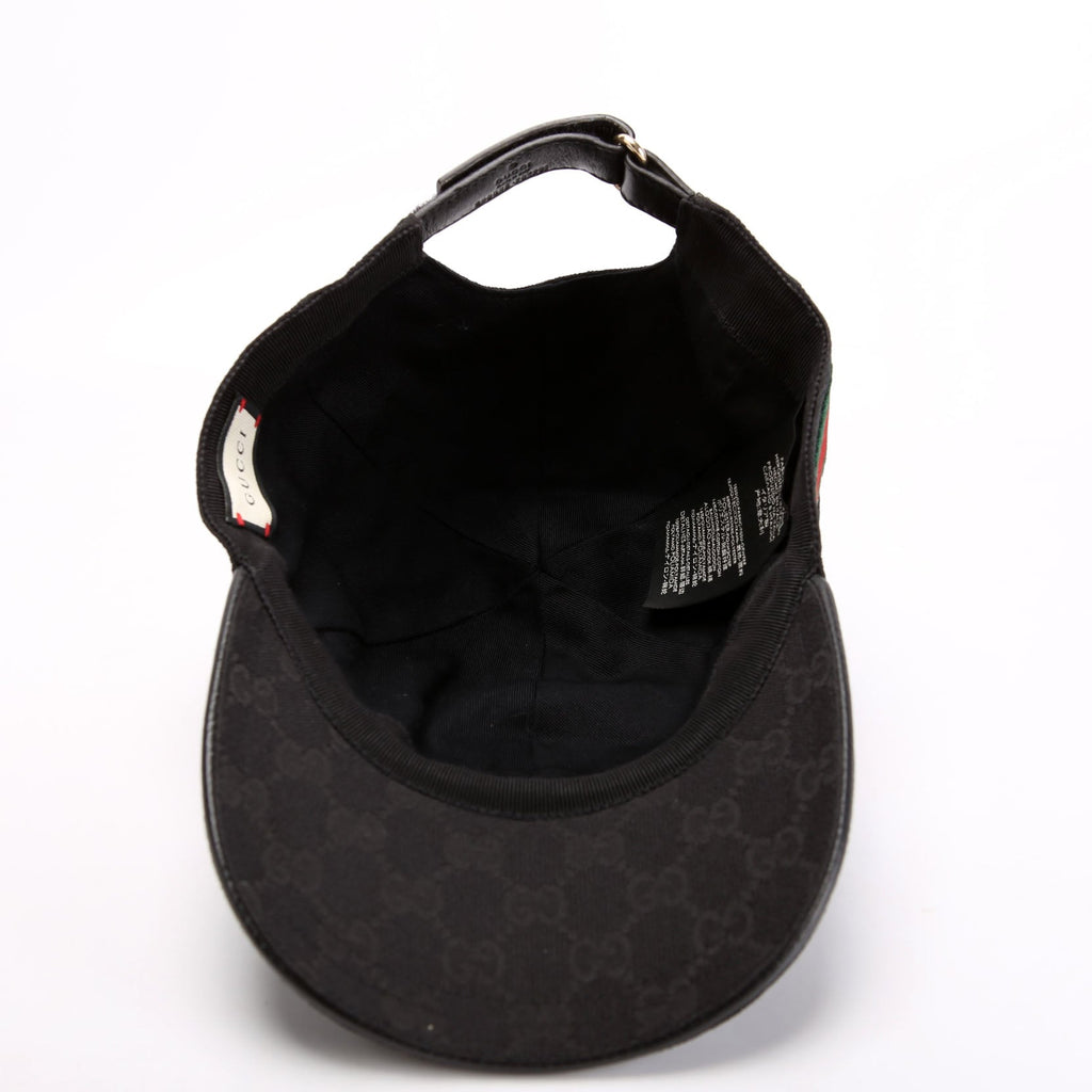 200035 GG Canvas Web Cap Hat Size Large Black