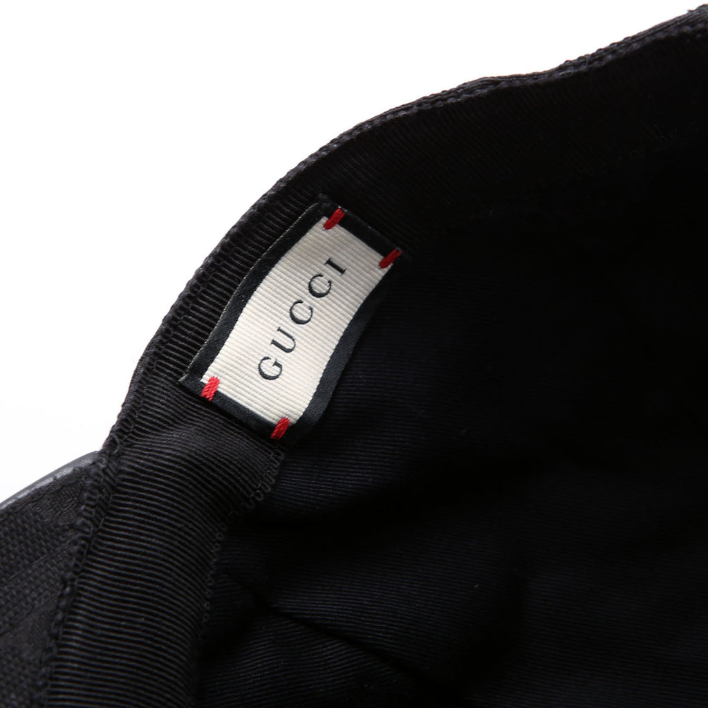 200035 GG Canvas Web Cap Hat Size Large Black