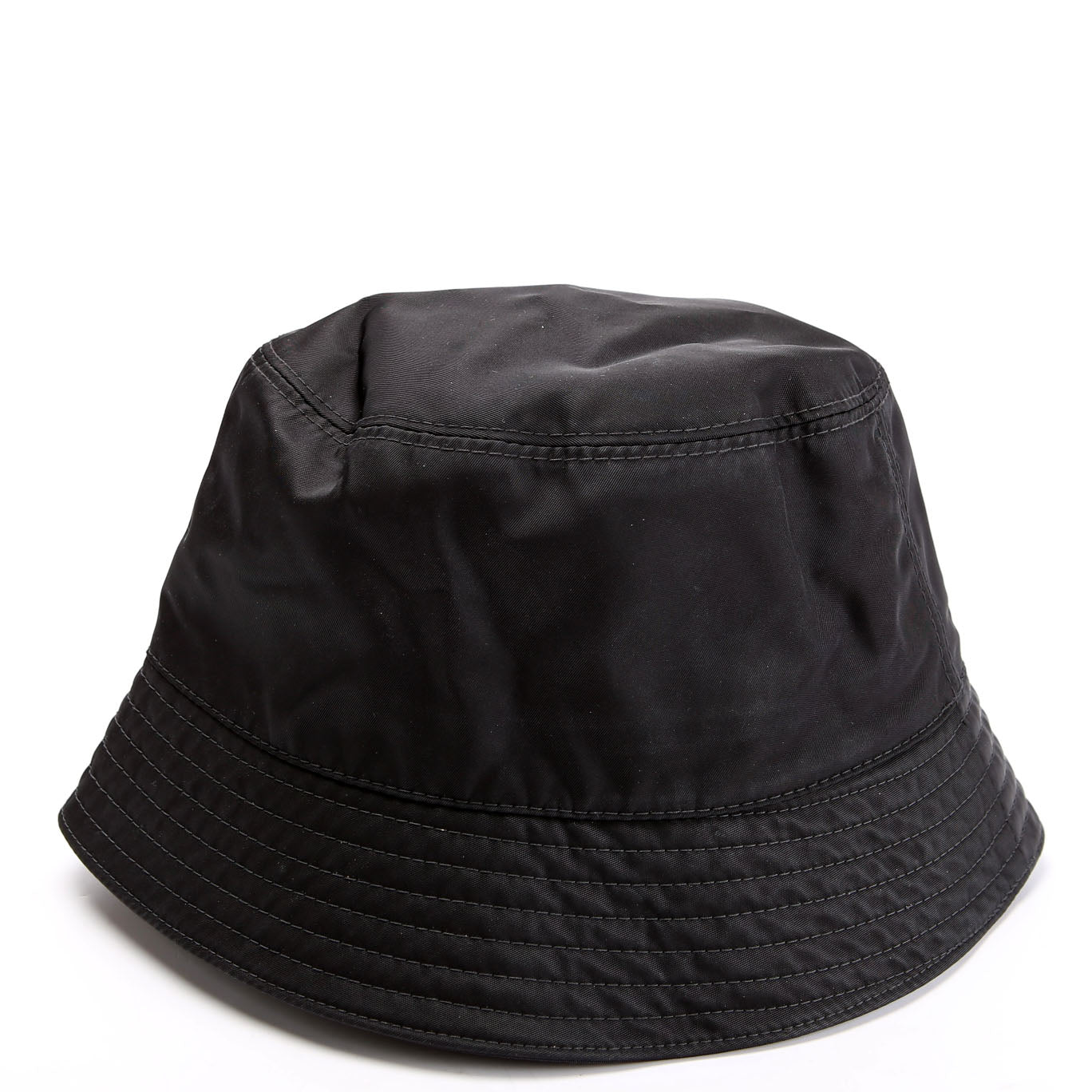 Prada 1HC137 Re-Nylon Triangle Logo Bucket Hat Size Medium Black