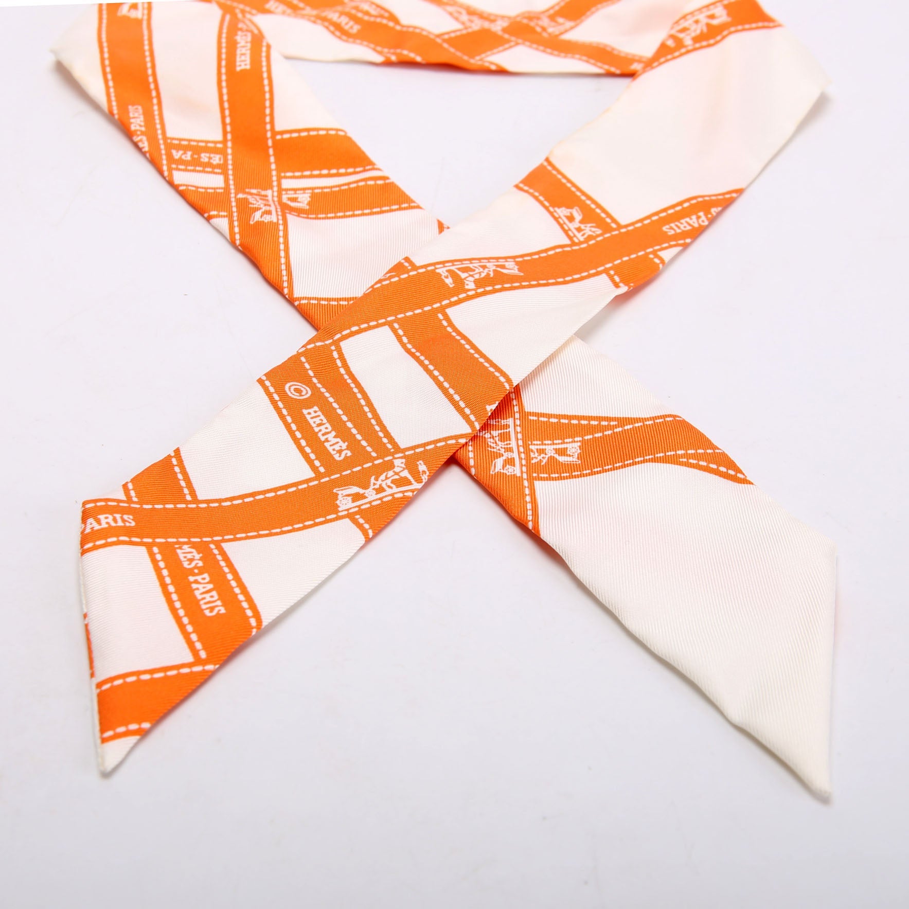 Bolduc Silk Twilly 4 Orange/Cream