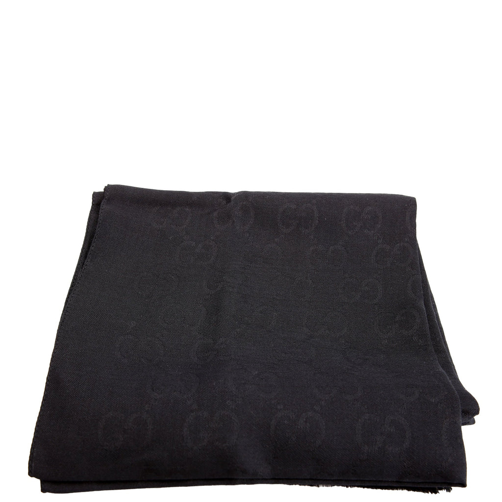 165904 GG Jacquard Knit Scarf Black