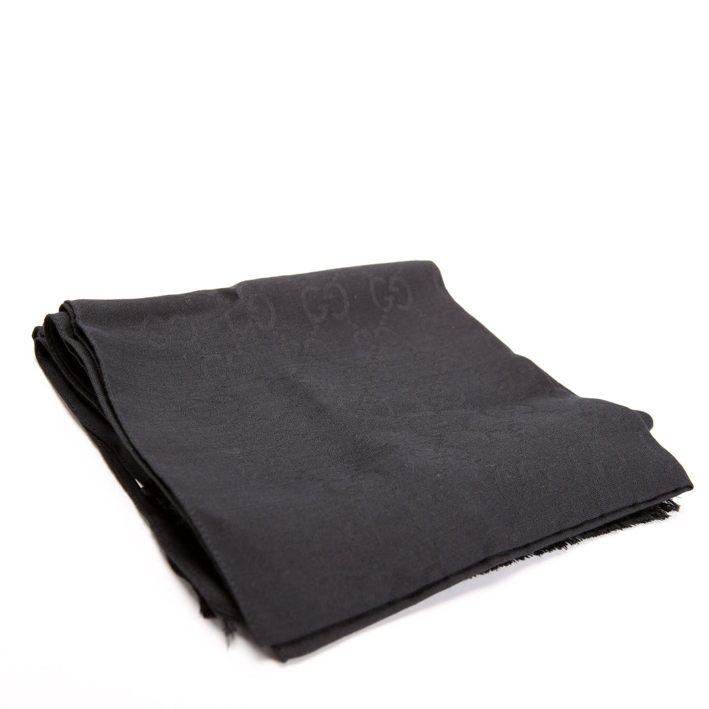 165904 GG Jacquard Knit Scarf Black