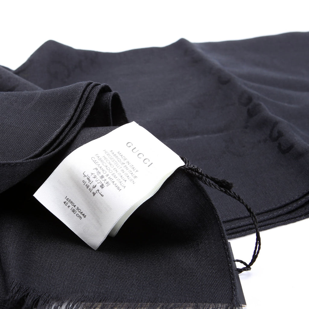 165904 GG Jacquard Knit Scarf Black