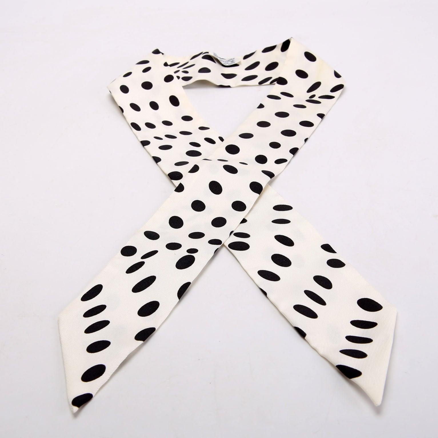 Hola Flamenca Twilly Silk Scarf White/Black