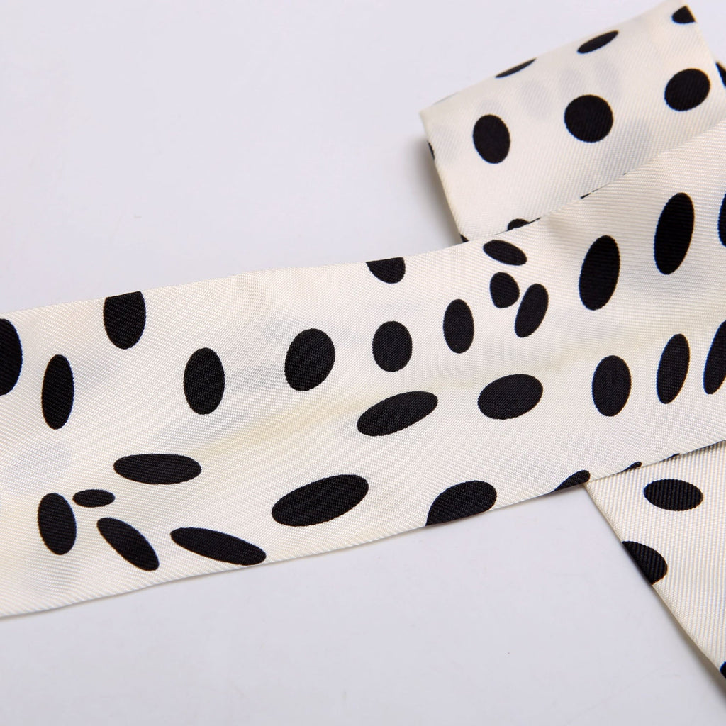Hola Flamenca Twilly Silk Scarf White/Black