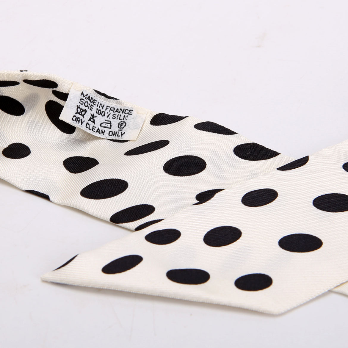 Hola Flamenca Twilly Silk Scarf White/Black