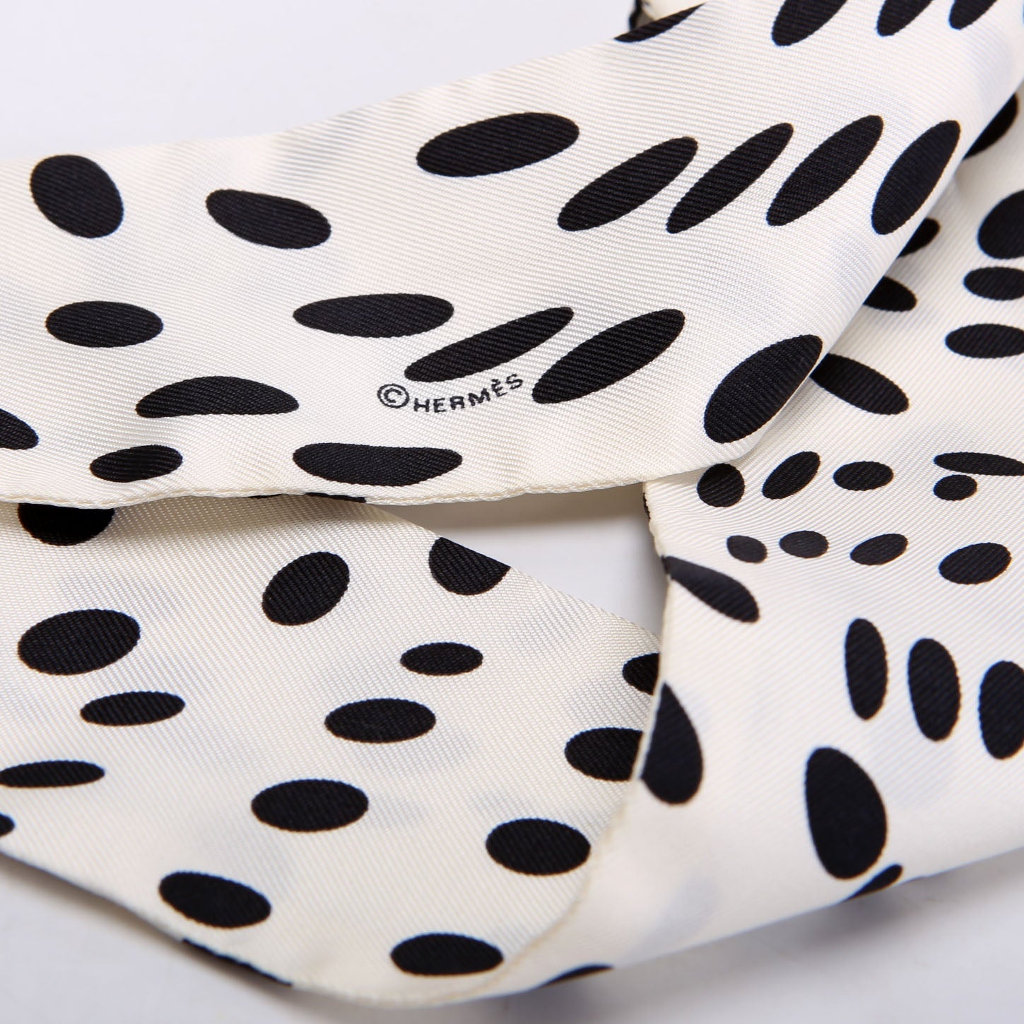 Hola Flamenca Twilly Silk Scarf White/Black