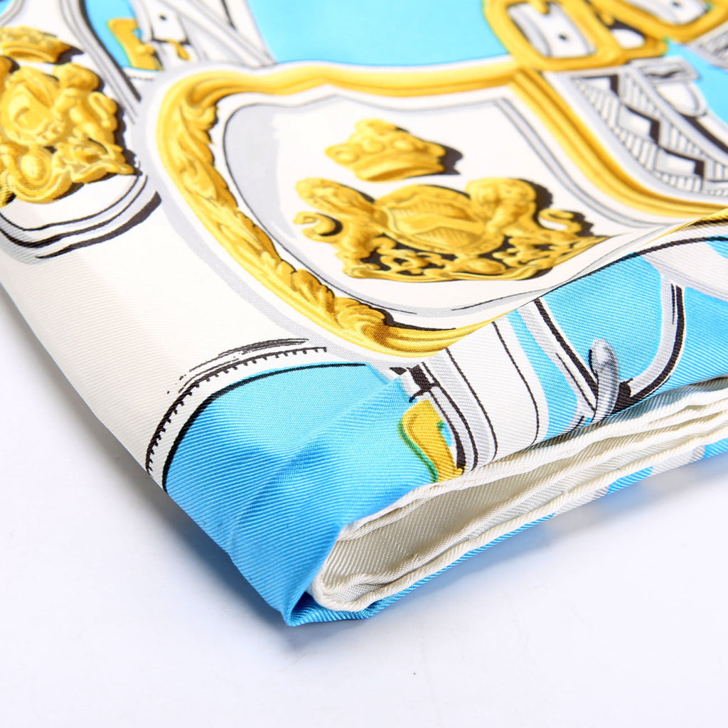 Hermes Brides De Gala 90 Silk Scarf Blue/White